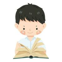 Cute Kid boy students reading a book vector