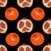 Pomegranate half seamless pattern vector