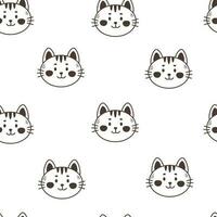 Kitten seamless pattern in doodle style vector