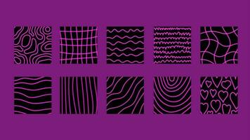 Hand drawn neon square backgrounds set vector