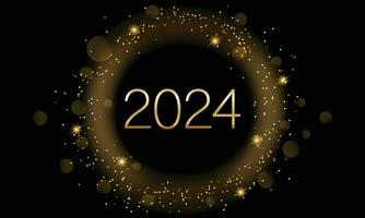 2024 New Year Abstract shiny color gold circle design element vector