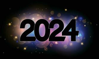 contento nuevo 2024 año póster modelo con bokeh un ligero efectos vector