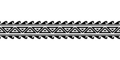 Maori polynesian tattoo bracelet with waves. Tribal sleeve seamless pattern vector. vector