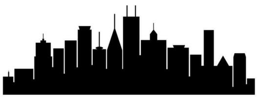 The landscape of buildings is silhouetted on white background. A black outline of low-rise and high-rise complexes and skyscrapers. Structural constructions placed urban objects vector