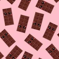 Kawaii milk chocolates in seamless pattern with pink background vector