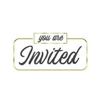 You are invited. Elegant design for cards and invitations. Handwriting style text with linear golden frames. vector