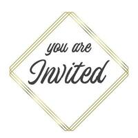 You are invited. Elegant design for cards and invitations. Handwriting style text with linear golden frames. vector