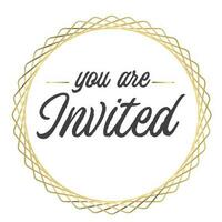 You are invited. Elegant design for cards and invitations. Handwriting style text with linear golden frames. vector