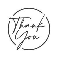 Thank you handwritten inscription. Calligraphy thanking message in circle. vector