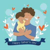 Cute father character hugging his son Happy father day Vector