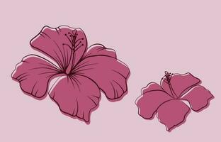 tropical hibiscos vector ilustración. garabatear estilo. contorno ilustración con Rosa rojo colores. para diseño, imprimir, logo, decoración, textil, papel.