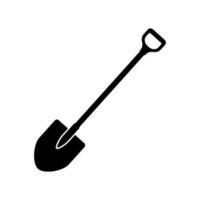 Garden shovel with handle. Gardening and construction tool for work in agriculture and vector industry