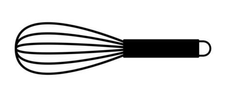 Whisk for whisking and stirring. Black kitchen steel equipment for mixing cooking ingredients and whisking eggs with cream and vector blender