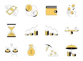 Money Related Thin Line Icon Set vector