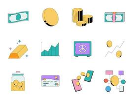 Money Related Thin Line Icon Set vector