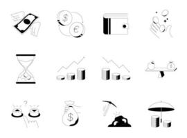 Money Related Thin Line Icon Set vector