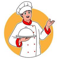 Professional chefs serve delicious dishes vector