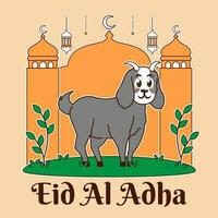 Eid Al Adha with goat vector
