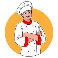 un profesional cocinero vistiendo un del chef uniforme vector