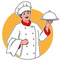 Professional chefs serve delicious dishes vector