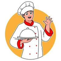 profesional cocineros servir delicioso platos vector