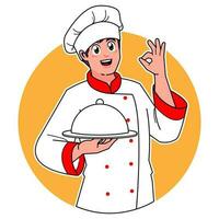 Professional chefs serve delicious dishes vector