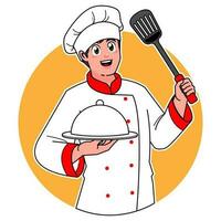 Professional chefs serve delicious dishes vector