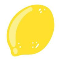 Hand drawn lemon icon. Vector flat illustration of whole tasty citrus, healthy food, summer fresh fruit