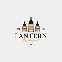 Creative lantern post lamp restaurant vintage logo design vector concept illustration idea