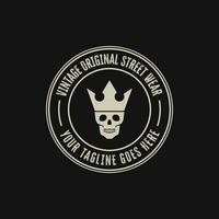 Skull with crown logo design concept illustration idea vector