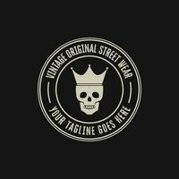 Skull with crown logo design concept illustration idea vector