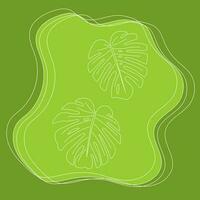 Green Background with Monstera Leaves vector