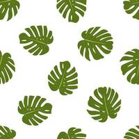 Seamless Pattern with Green Monstera Leaves vector