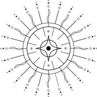 Aesthetic Celestial Sun Line Art vector