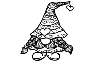 Coloring of Valentine Love Gnomes Standing png