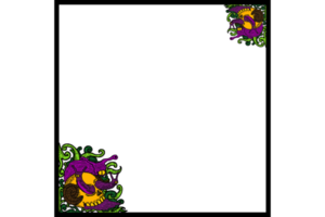 A Snail With Three Heads And A Shell In The Shape Of A DemonSkull Ornament Border Design png