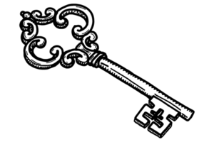 Key With a Key Handle that Has an Ornament png