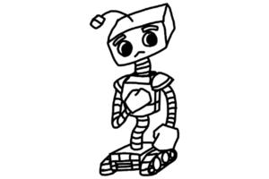 robô kratun personagem com triste face expressão png