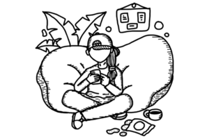 A Girl Sitting Relaxing While Playing Smartphone png