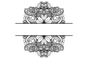 Flower and Gold Skull Butterfly Ornament Border Design png