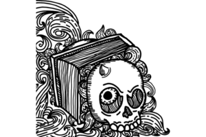 demon schedel boek ornament grens ontwerp png