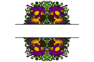 un caracol con Tres cabezas y un cáscara en el forma de un cráneo de demonio ornamento frontera diseño png