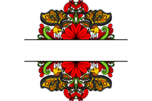Flower and Gold Skull Butterfly Ornament Border Design png