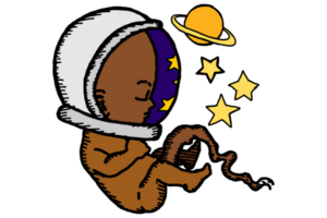 addormentato nero bambino astronauta con stras e pianeta png