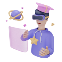 3d icon vr education metaverse illustration concept icon render png