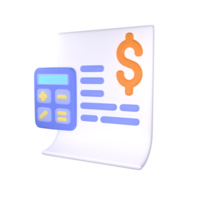 3d icon note calculator business illustration concept icon render png