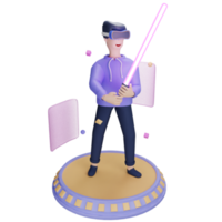 3d icono vr ligero sable metaverso ilustración concepto icono hacer png