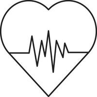 Isolated Heart With Pulse Line Icon In Line Art. vector