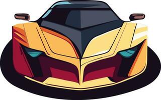 Front View Of Stylish Car In Sticker Style. vector