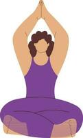 Faceless Young Woman Doing Meditation In Lotus Pose. vector